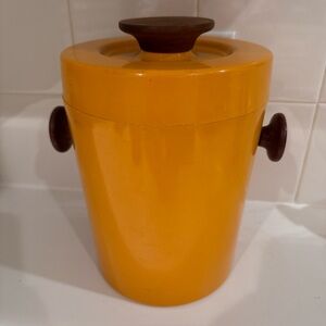 Vintage danish modern Orange Ice Bucket with Lid